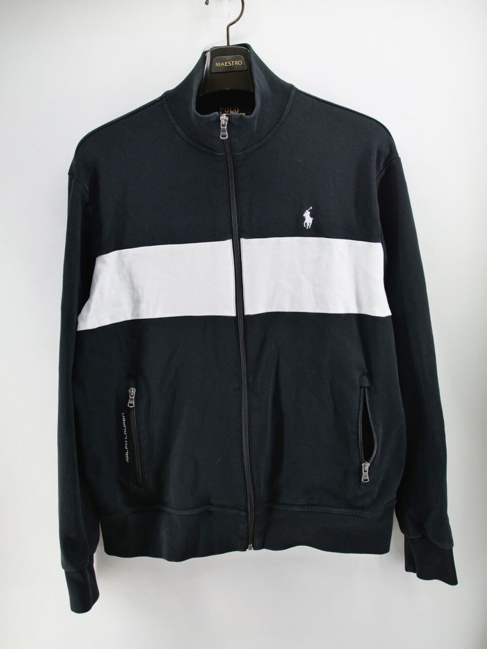 Polo Ralph Lauren Full‎ Zip Bomber Jacket Mens Large Black Pony Performance